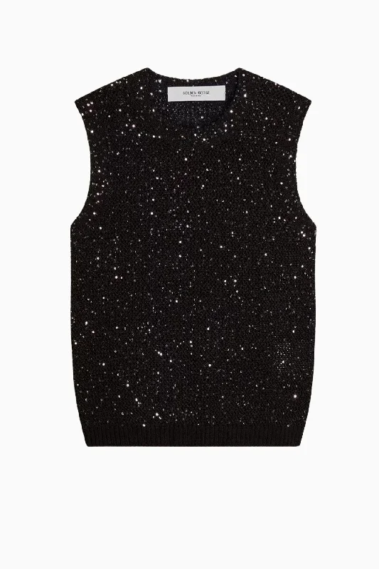 Golden Goose Sequin Mesh Tank - Black