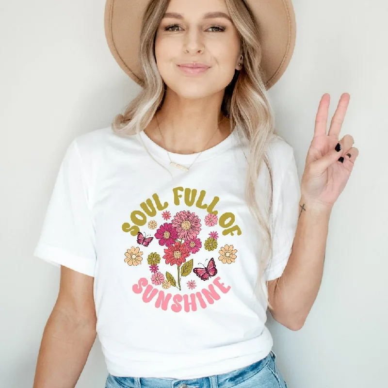 Soul Full Of Sunshine Shirt, Retro Floral Sunshine TShirt, Motivational Graphic Tee, Christian Gift For Her