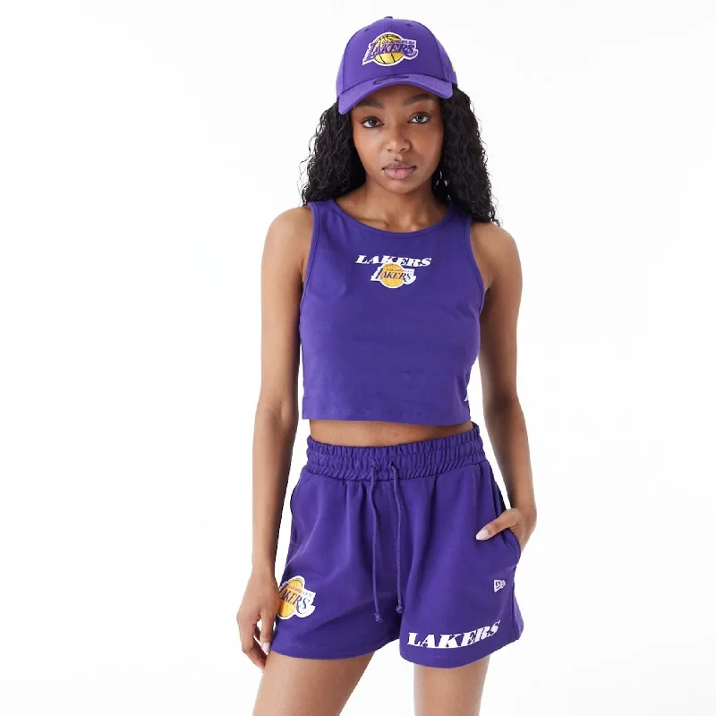 LA Lakers Women's NBA Team Logo Purple Crop Tank Top