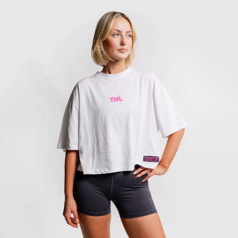 TWL - WOMEN'S OVERSIZED CROPPED T-SHIRT - PUFF - RASPBERRY PINK