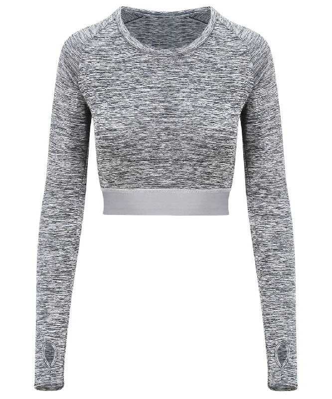 Grey Melange - Women's long-sleeve crop T