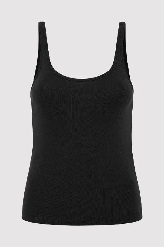 ORGANIC COTTON SLIM SCOOP TANK-JET BLACK