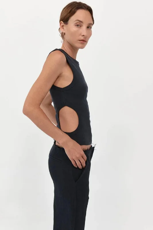 ORGANIC COTTON CUT OUT TANK-BLACK