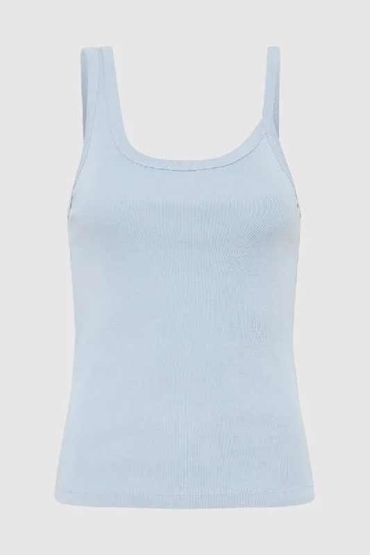 ORGANIC COTTON ASYMM TANK-STONE BLUE