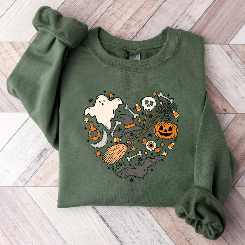 Cute Love Halloween Sweatshirt, Pumpkin Ghost Sweater, Jack-o-Lantern Sweatshirt, Halloween Crewneck