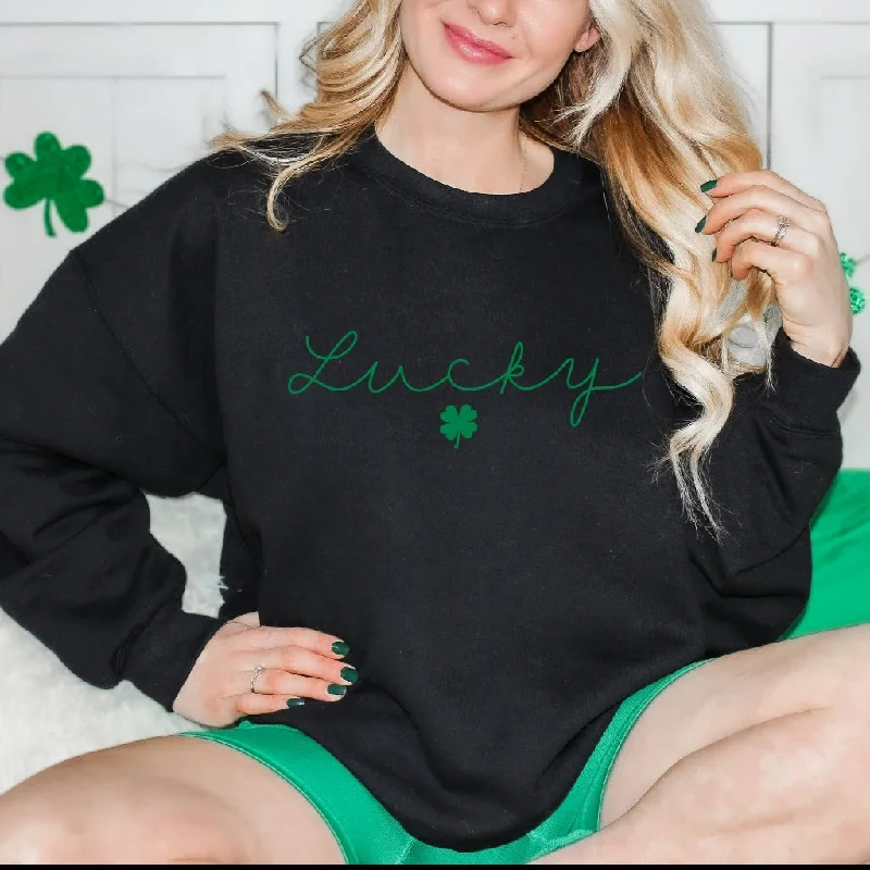 Lucky Sweatshirt, Clover Sweatshirt, St Patricks Day Sweatshirt, Saint Patrick's Pullover, Lucky Sweater