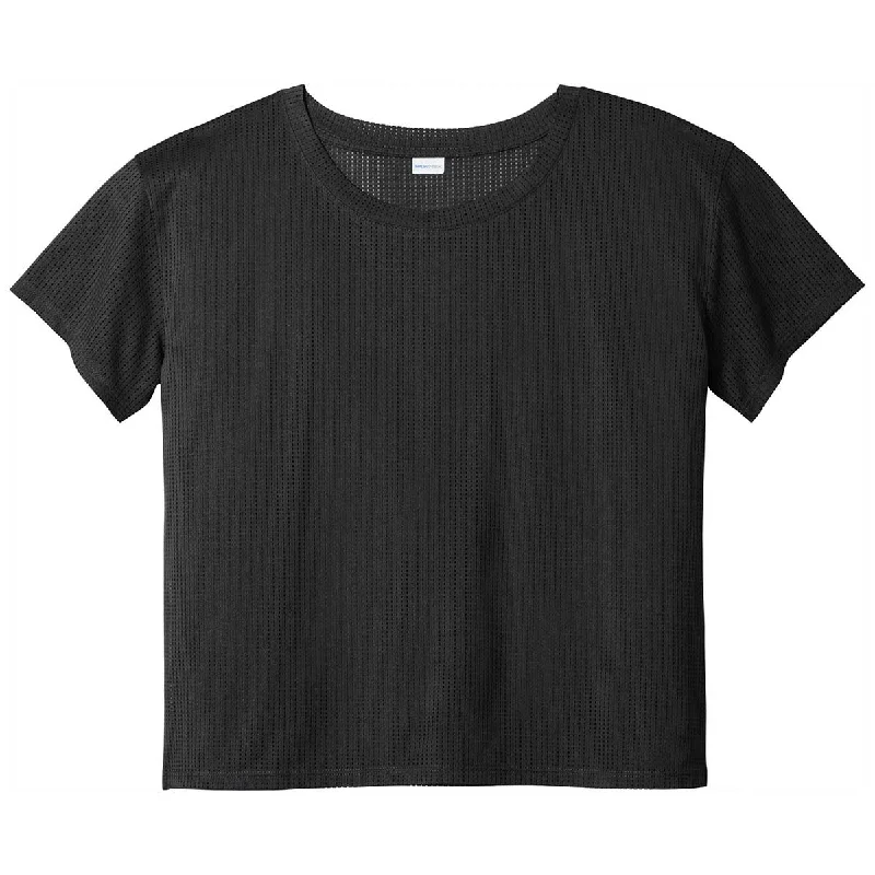 Sport-Tek Women's Black PosiCharge Tri-Blend Wicking Draft Crop Tee