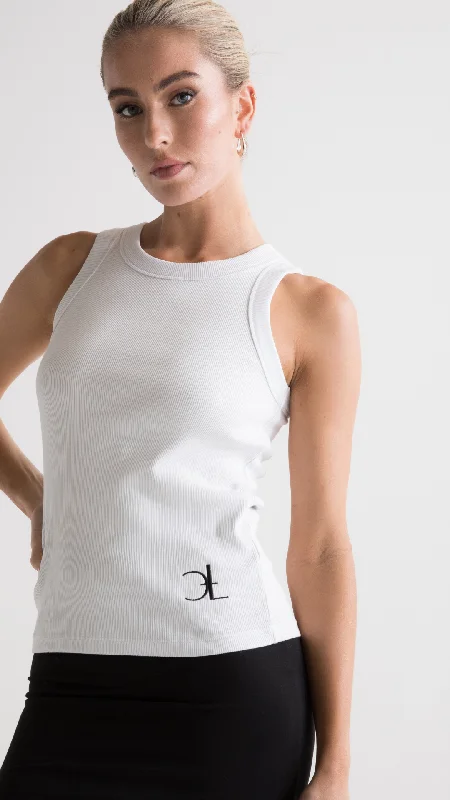 Organic Cotton CTL Logo Ribbed Tank - White