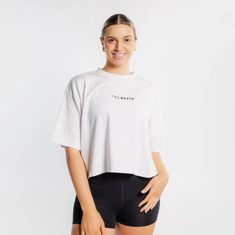 THE BRAVE - WOMEN'S LIFESTYLE OVERSIZED CROPPED T-SHIRT - WHITE/BLACK