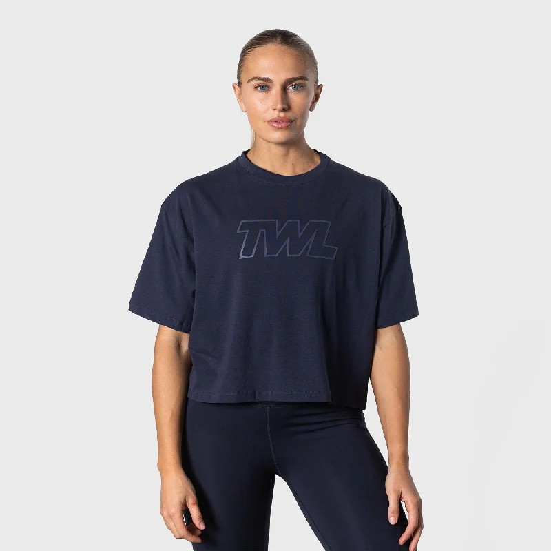 TWL - WOMEN'S OVERSIZED CROPPED T-SHIRT - ATHLETE - MIDNIGHT NAVY