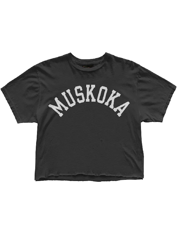 Muskoka Arch Boyfriend Crop T-Shirt - Vintage Black