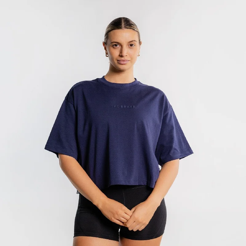 THE BRAVE - WOMEN'S LIFESTYLE OVERSIZED CROPPED T-SHIRT - DARK NAVY