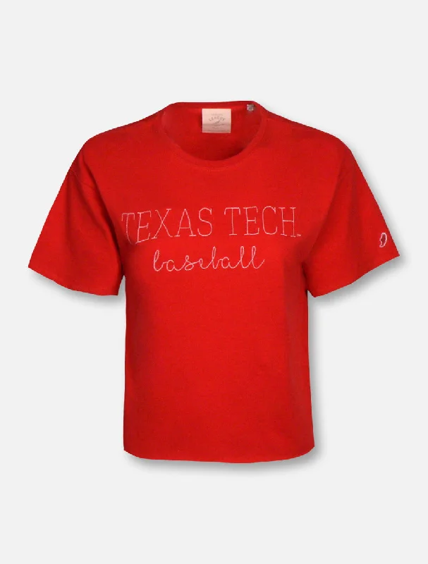 League Texas Tech Red Raiders Baseball Script Crop Top T-Shirt