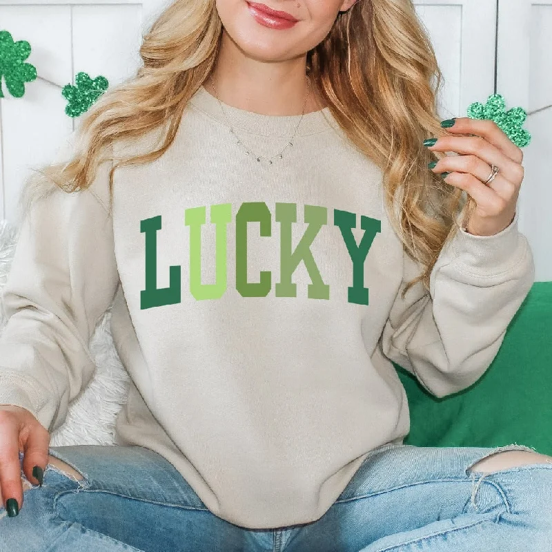 Cute Lucky Sweatshirt, Funny St Patrick's Day Crewneck, Irish Gift for Her, Women's St Patricks Day Outfit