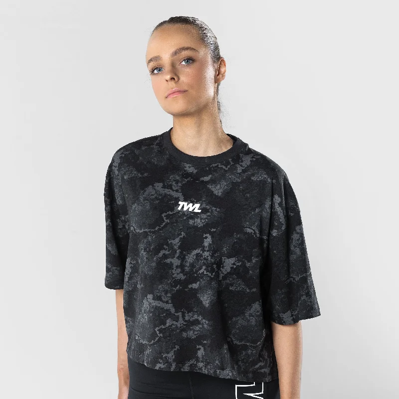 TWL - WOMEN'S OVERSIZED CROPPED T-SHIRT - BLACK ONYX