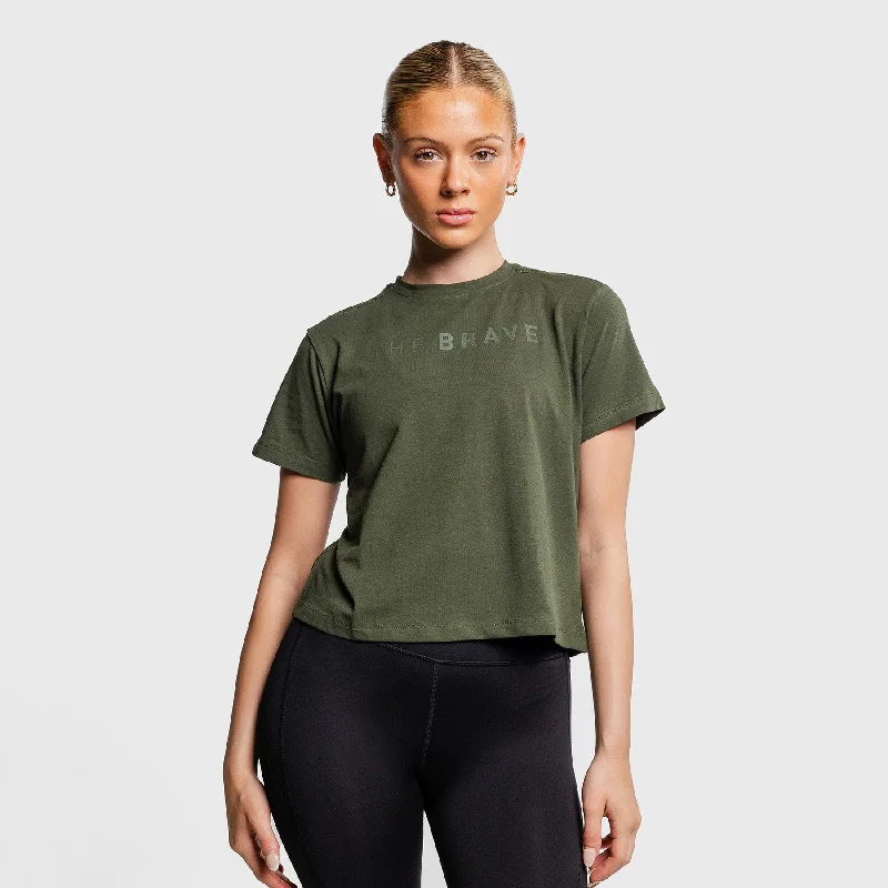 THE BRAVE - SIGNATURE CROPPED T-SHIRT - DARK OLIVE