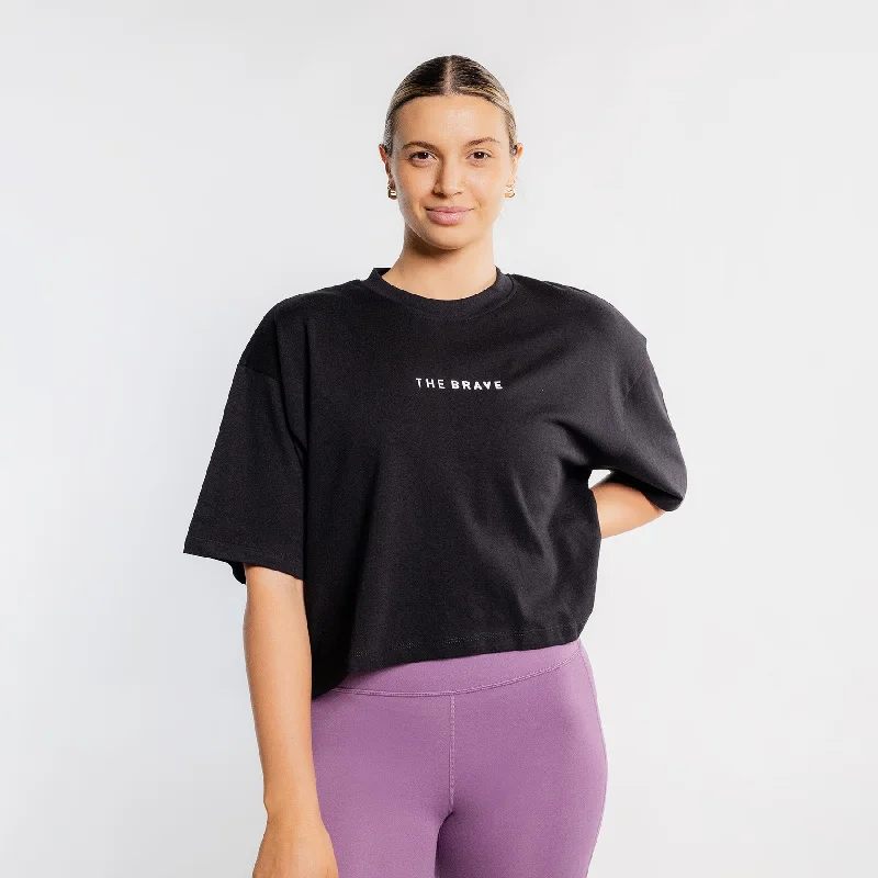 THE BRAVE - WOMEN'S LIFESTYLE OVERSIZED CROPPED T-SHIRT - BLACK/WHITE