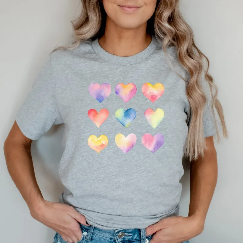 Watercolor Hearts Shirt, Heart TShirt, Valentine's Day Graphic Tee, Vintage Valentines Shirt, Valentines Gift for Her