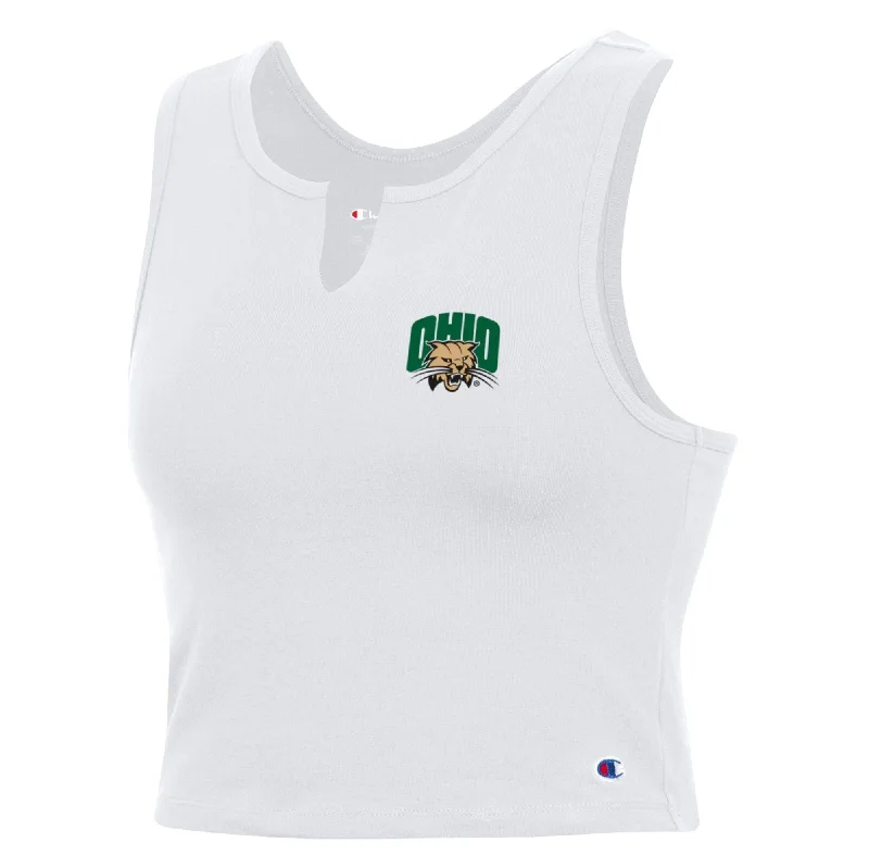 Ohio Bobcats Women's Champion White Crop Tank