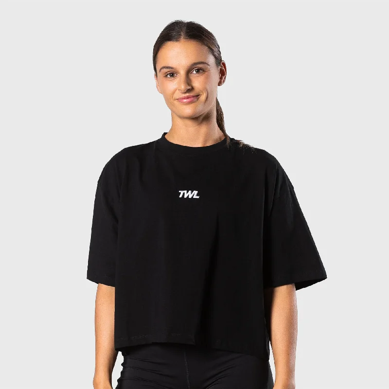 TWL - WOMEN'S OVERSIZED CROPPED T-SHIRT - BLACK/WHITE