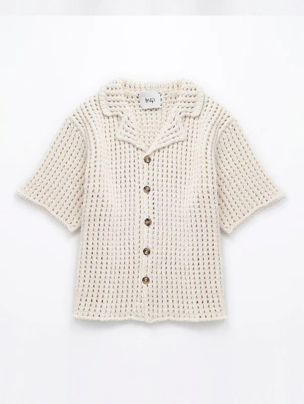 AMINA Open-knit cardigan ecru