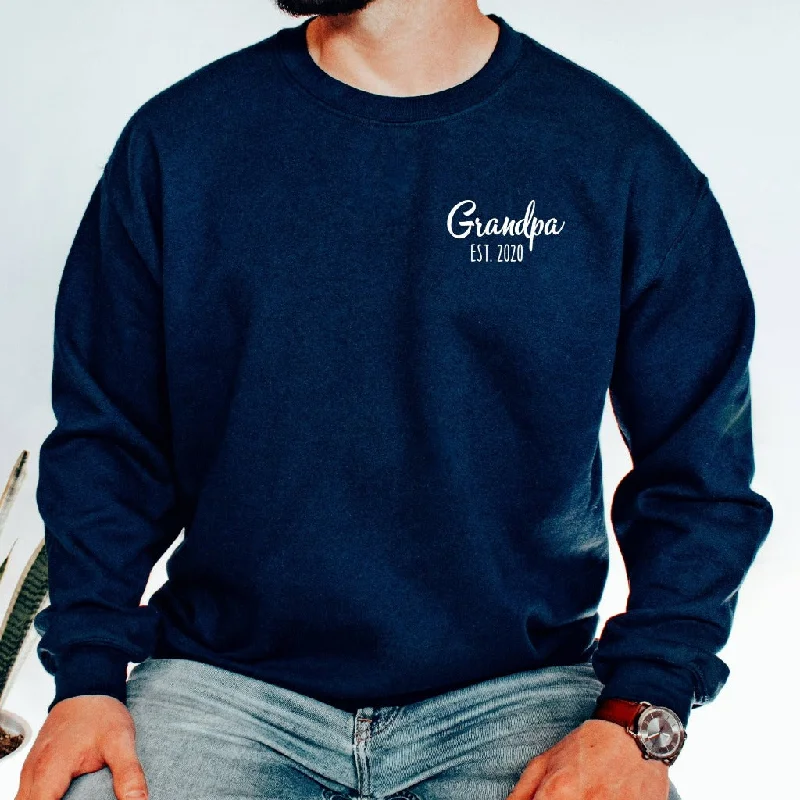 Grandpa Established Crewneck Sweatshirt, Gift for New Grandpa, Baby Announcement