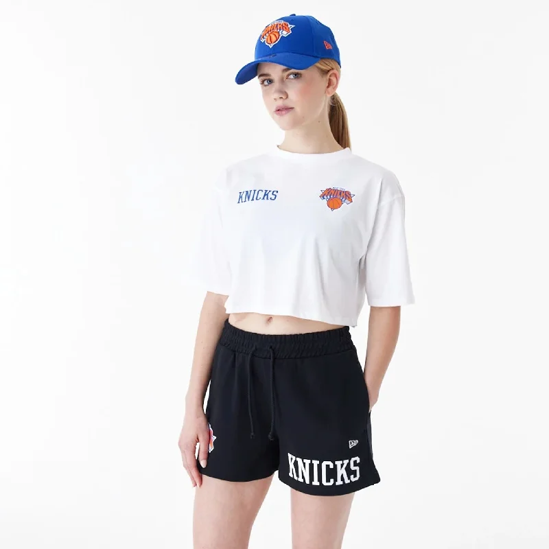 New York Knicks Womens NBA Team Logo White Crop T-Shirt