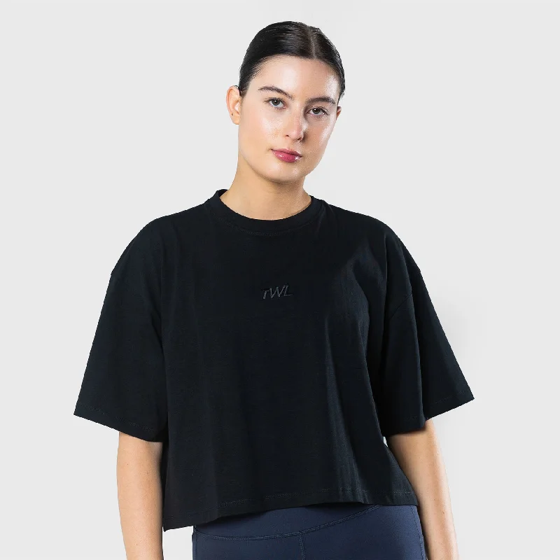 TWL - WOMEN'S OVERSIZED CROPPED T-SHIRT - TRIPLE BLACK