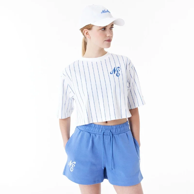 New Era Pinstripe White Womens Crop T-Shirt