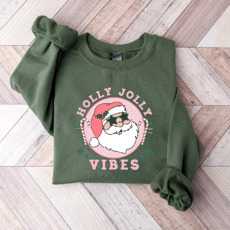 Retro Holly Jolly Vibes Sweatshirt, Vintage Christmas Crewneck, Christmas Sweater, Holiday Outfit