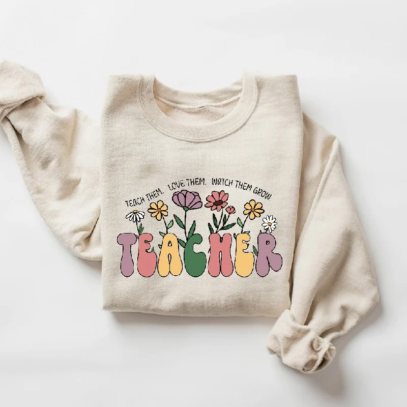 Teacher Wildflower Sweatshirt, Teacher Crewneck, Back to School Shirts, Cute Teacher Sweater, Teacher Appreciation Gift