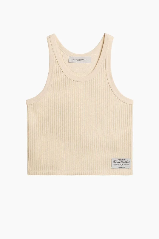 Golden Goose Ribbed Tank - Shortbread