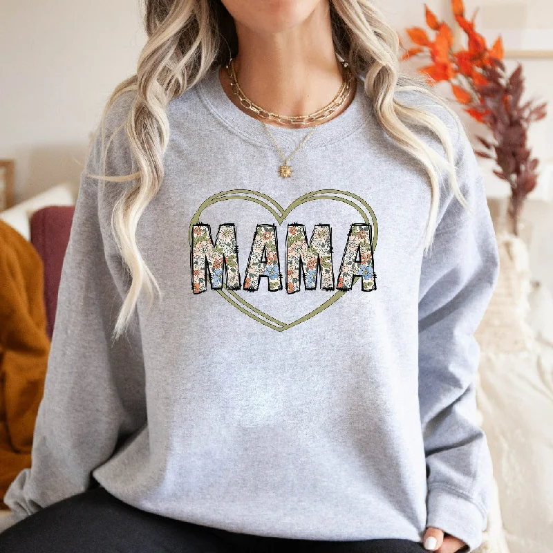 Mama Floral Heart Sweatshirt, Mama Pullover Crewneck, Mother's Day Gift, New Mom Gift