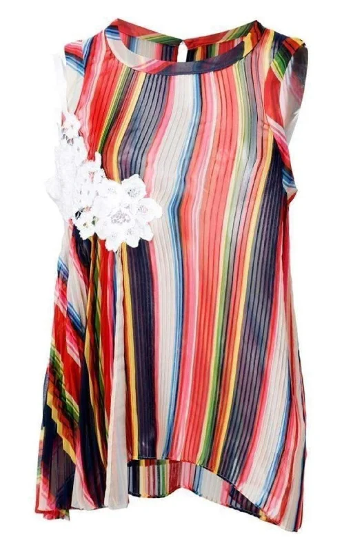 Striped Pleated Camisole Tank Top