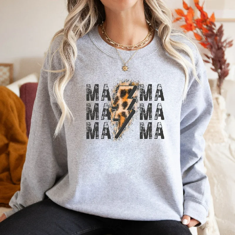 Distressed Mama Lightning Bolt Sweatshirt, New Mom Crewneck, Mother's Day Sweater, New Mom Gift