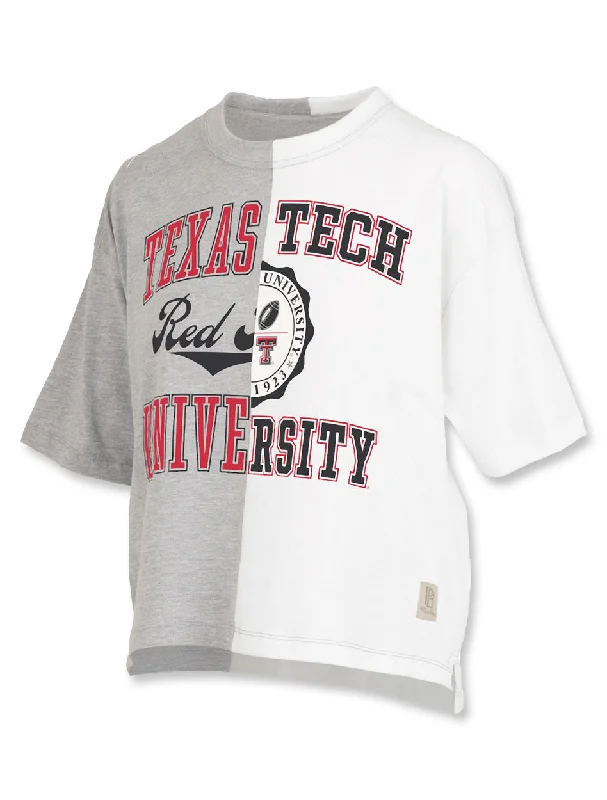 Texas Tech "Half & Half Top" Oversized Crop Top