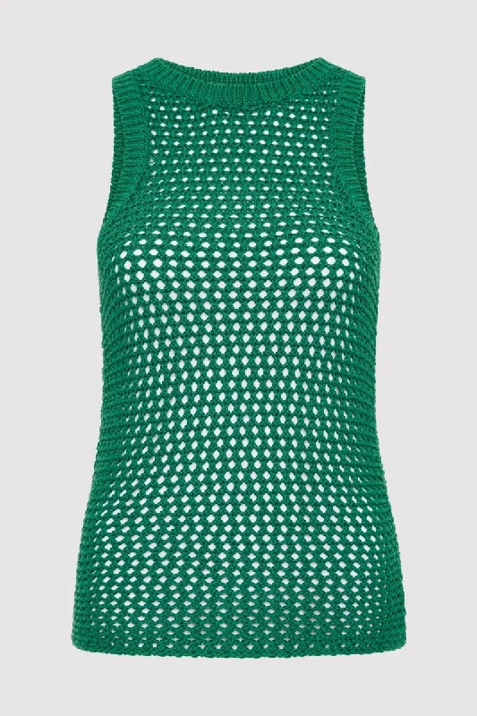 COTTON CROCHET TANK-VERDE