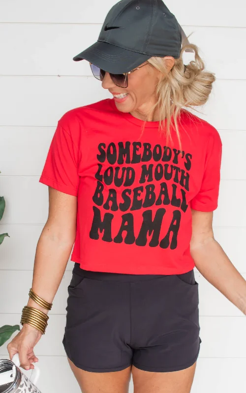 Somebody's Loud Mouth Baseball Mama Cropped Tee**