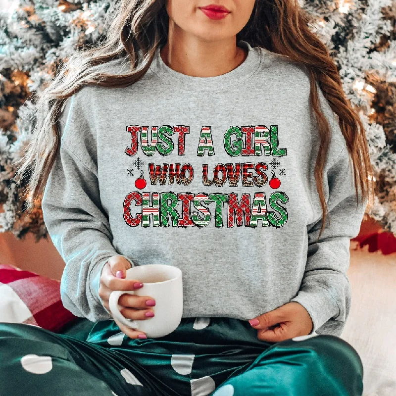 Just A Girl Who Loves Christmas Crewneck Sweatshirt, Christmas Sweater, Christmas Lover Gift