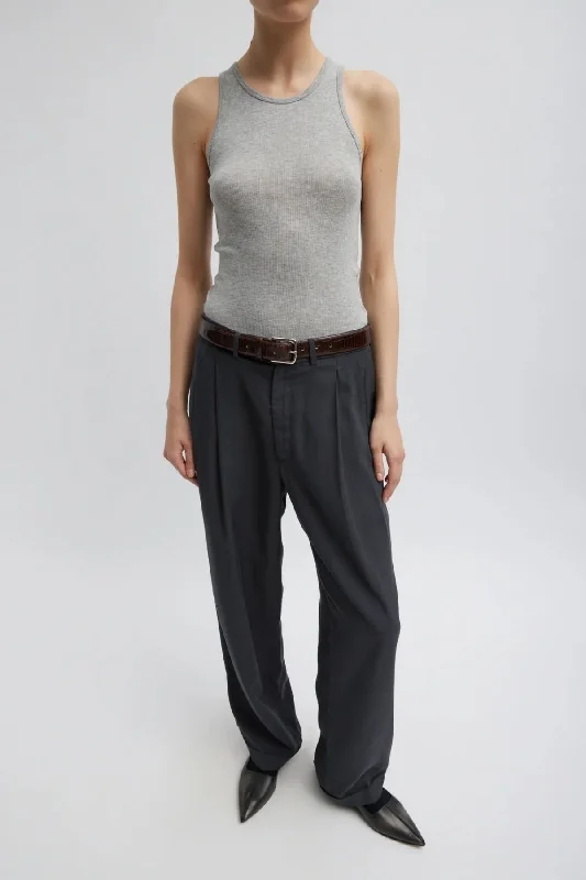 Tibi Circular Fine Rib Tank - Heather Grey