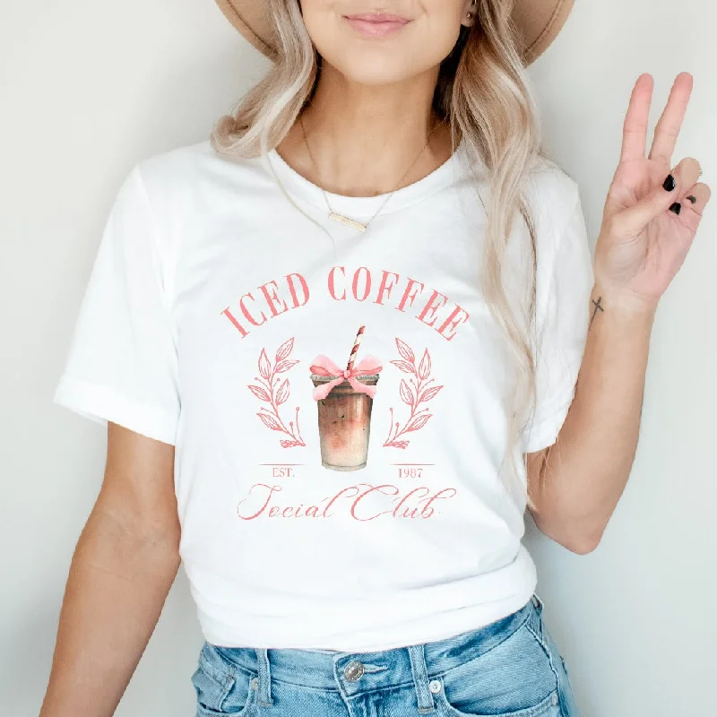 Iced Coffee Social Club Shirt, Coffee Lovers TShirt, Caffeine Addict Graphic Tee, Coquette Aesthetic Shirt