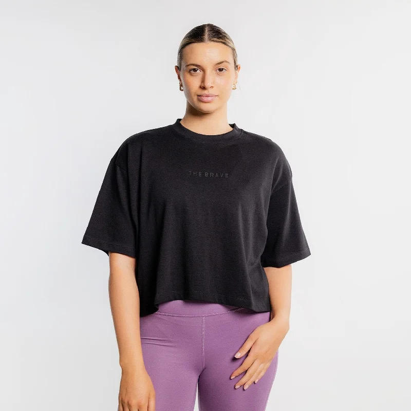 THE BRAVE - WOMEN'S LIFESTYLE OVERSIZED CROPPED T-SHIRT - BLACK/BLACK