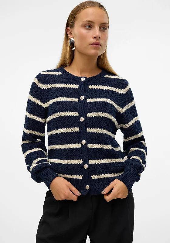 Vero Moda Amazing Striped Knit Cardigan, Navy