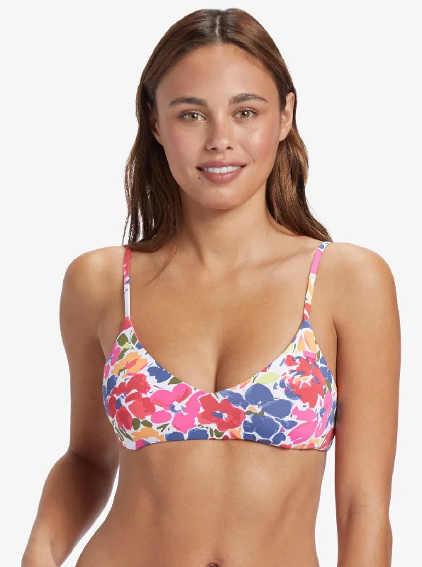 Printed Beach Classics Athletic Triangle Bikini Top - Bloomin Babe