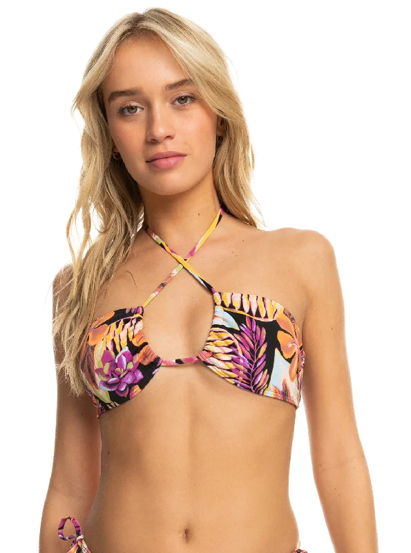 Printed Beach Classics Triangle Bikini Top - Anthracite Hot Tropics Swim Ax