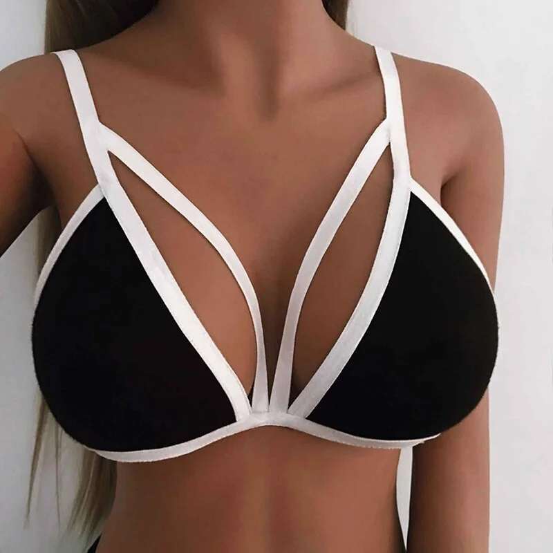 Women Bikini Top Sexy Women Bandage Push up Black Bikini Tops