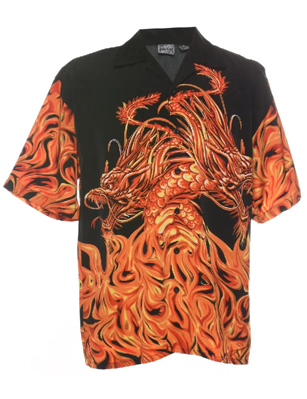 Y2K Dragon Print Shirt - M