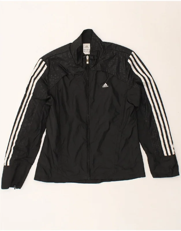 ADIDAS Womens Rain Jacket UK 12 Medium Black Polyester