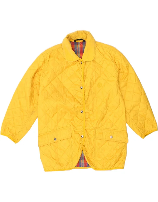 BELFE & BELFE Womens Quilted Jacket IT 42 Medium Yellow Argyle/Diamond