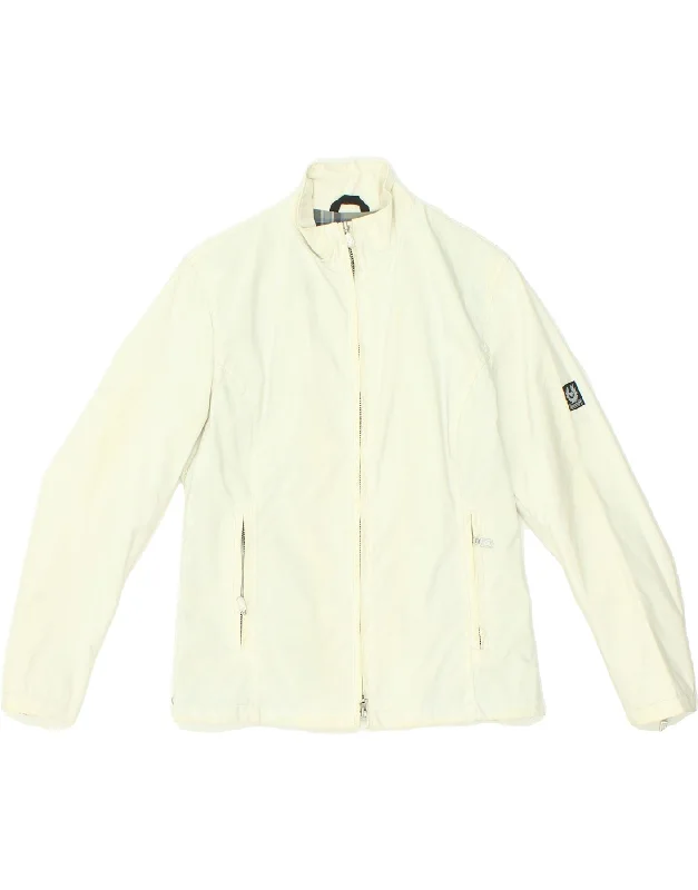 BELSTAFF Womens Bomber Jacket IT 40 Small Off White Nylon